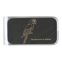 Luxury Gold Macaw Parrot Money Clip - Black Marble