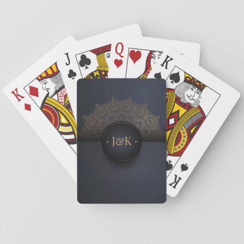 Luxury Gold Mandala Monogram Personalized Poker Cards