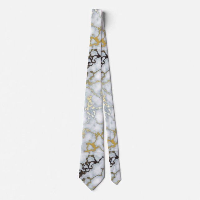Luxury Gold Marble Background Neck Tie (Front)