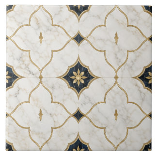 Luxury Gold Marble effect - Geometric Pattern Ceramic Tile