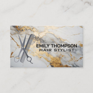 Luxury Gold Marble   Salon Tools Business Card