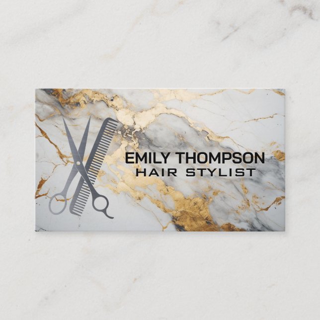 Luxury Gold Marble | Salon Tools Business Card (Front)