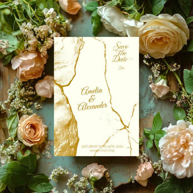 Luxury Gold Marble Save the Date Wedding Card (Creator Uploaded)