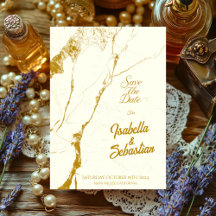 Luxury Gold Marble Save the Date Wedding Card