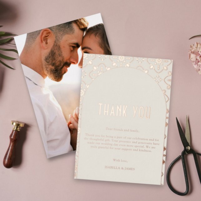 Luxury Gold Mediterranean Tile Wedding Thank You Foil Invitation (Creator Uploaded)