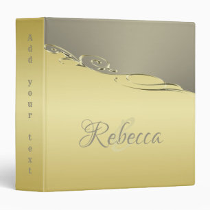 Luxury gold metal decorative on gold and silver 3 ring binder