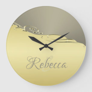 Luxury gold metal decorative on gold and silver large clock