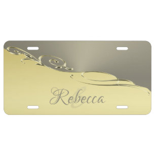 Luxury gold metal decorative on gold and silver license plate