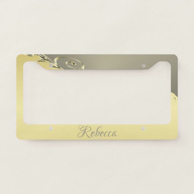 Luxury gold metal decorative on gold and silver license plate frame (Front)