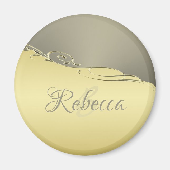 Luxury gold metal decorative on gold and silver magnet (Front)