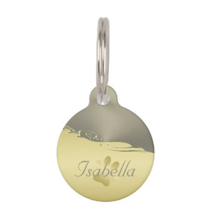 Luxury gold metal decorative on gold and silver pet ID tag