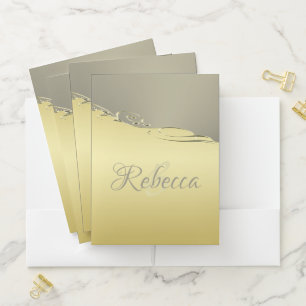 Luxury gold metal decorative on gold and silver pocket folder