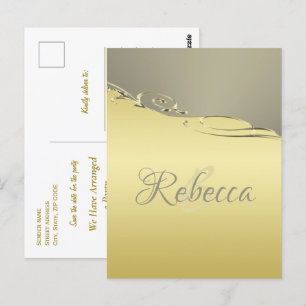 Luxury gold metal decorative on gold and silver postcard
