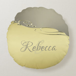 Luxury gold metal decorative on gold and silver round pillow