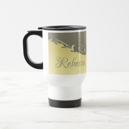 Luxury gold metal decorative on gold and silver travel mug