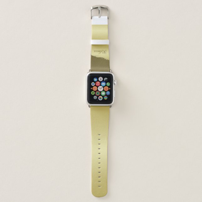 Luxury gold metal decorative on Military gold Apple Watch Band (Front)