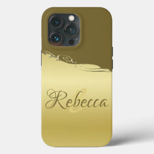 Luxury gold metal decorative on Military gold iPhone 13 Pro Case