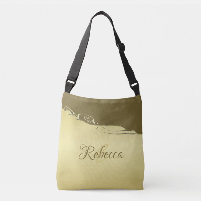Luxury gold metal decorative on Military gold Crossbody Bag (Front)