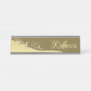 Luxury gold metal decorative on Military gold Desk Name Plate