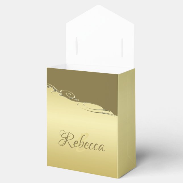 Luxury gold metal decorative on Military gold Favor Boxes (Opened)