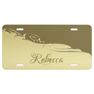 Luxury gold metal decorative on Military gold License Plate