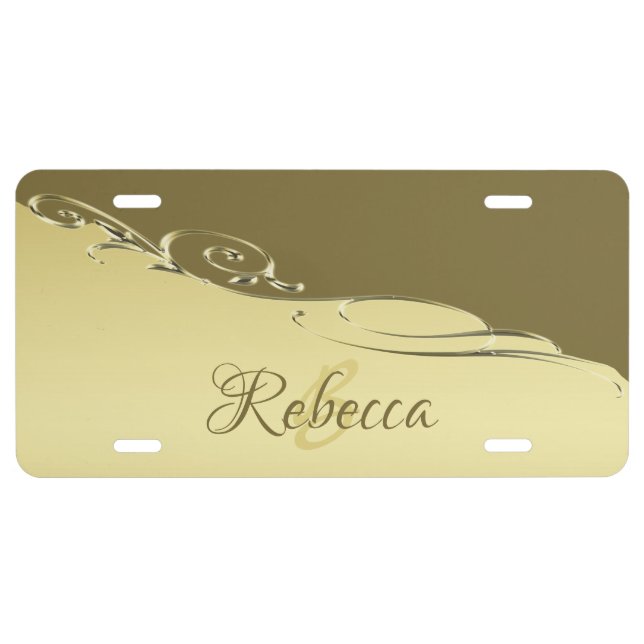 Luxury gold metal decorative on Military gold License Plate (Front)