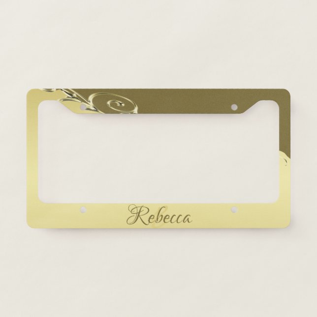 Luxury gold metal decorative on Military gold License Plate Frame (Front)