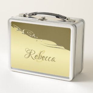 Luxury gold metal decorative on Military gold Metal Lunch Box