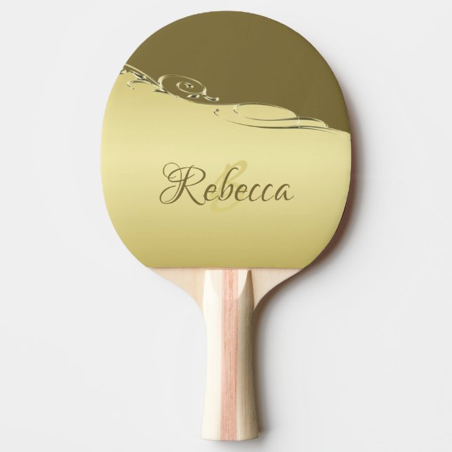 Luxury gold metal decorative on  Military gold Ping Pong Paddle (Front)