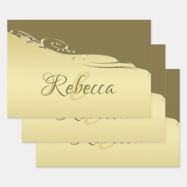 Luxury gold metal decorative on Military gold Wrapping Paper Sheets (Set)