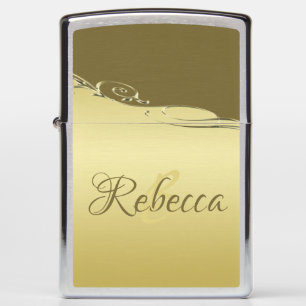 Luxury gold metal decorative on Military gold Zippo Lighter