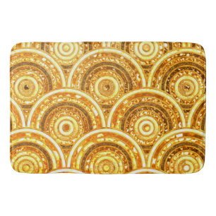 Luxury Gold Metal Foil Glitter Dots Circles Bathroom Mat