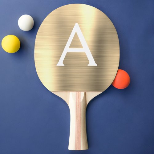 Luxury Gold Metallic Foil Monogram Name Initial Ping Pong Paddle