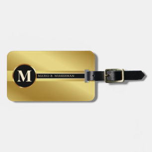  Luxury Gold Metallic Look Monogram Name Luggage Tag