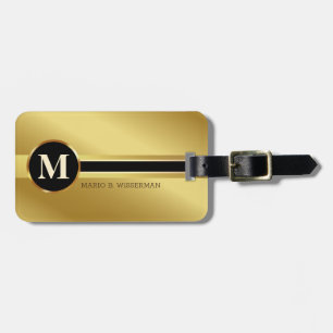 Luxury Gold Metallic Look Monogram Name Luggage Tag