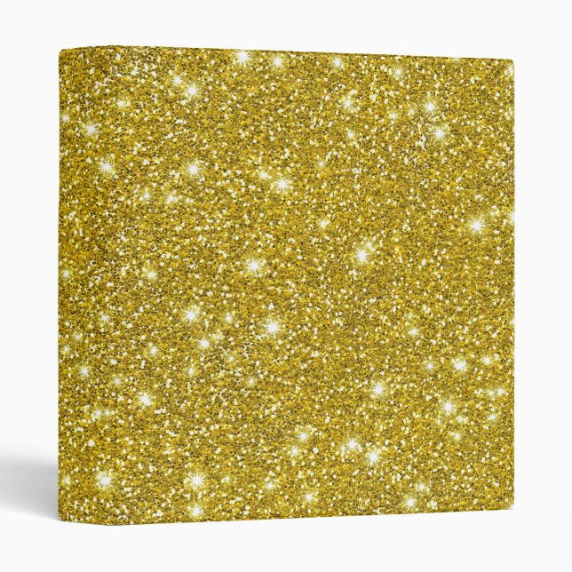 Luxury Gold Metallic Sparkles 3 Ring Binder (Front/Spine)
