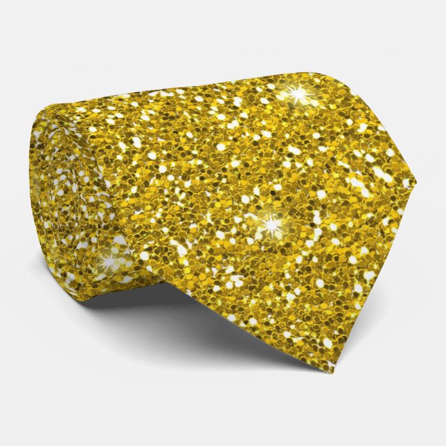 Luxury Gold Metallic Sparkles Neck Tie (Rolled)