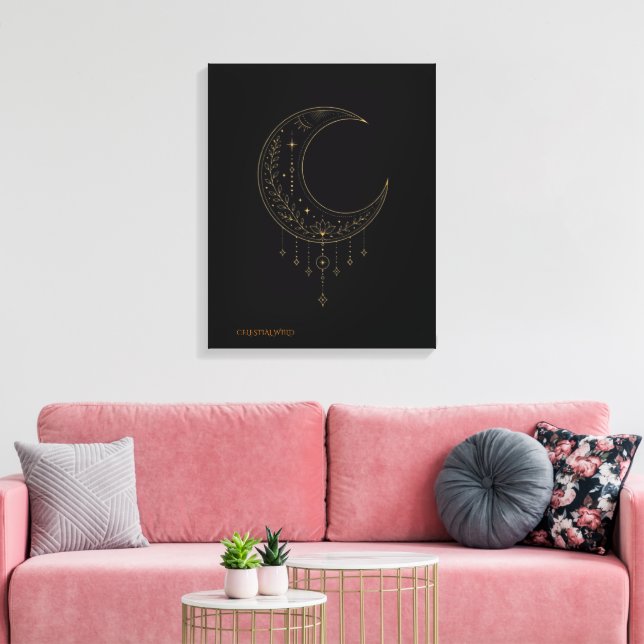 Luxury Gold Minimalist Moon Canvas Art (Insitu(LivingRoom))