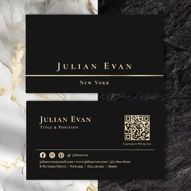 Luxury Gold Minimalistic Black Business Card (Creator Uploaded)