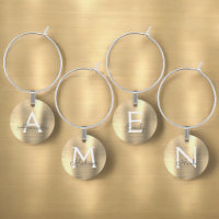 Luxury Gold Modern & Elegant Monogram Wine Charm