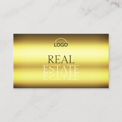 Luxury Gold Modern Mirror Font Stylish with Logo Business Card