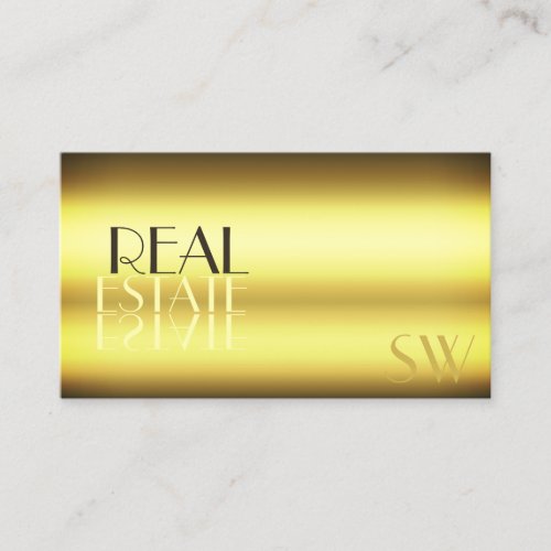 Luxury Gold Modern Mirror Letters with Monogram Business Card