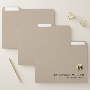 Luxury Gold Monogram Beige File Folder