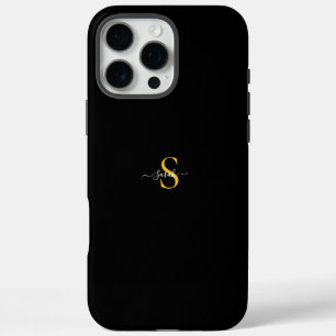 Luxury Gold Monogram Black iPhone 16 Pro Max Tough Case