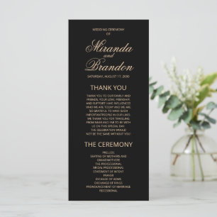 Luxury Gold Monogram Black Wedding Program