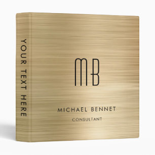 Luxury Gold Monogram Business 3 Ring Binder