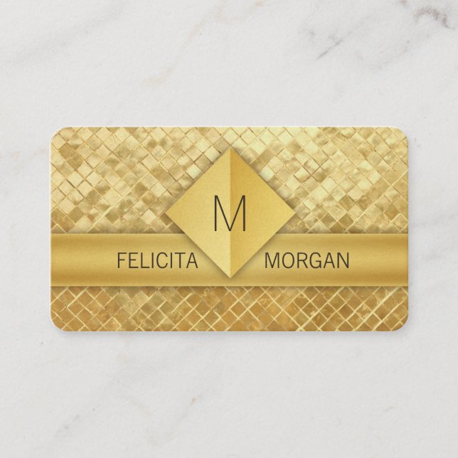 Luxury gold monogram business card templates (Front)