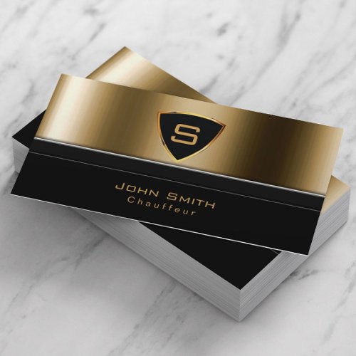 Luxury Gold Monogram Chauffeur Business Card