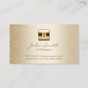 Luxury Gold Monogram Civil Engineer Business Card