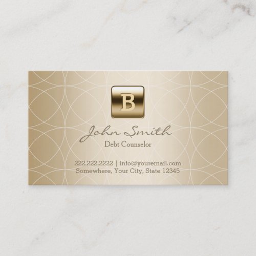 Luxury Gold Monogram Debt Counselor Business Card